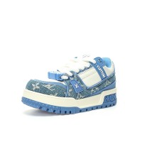 Louis Vuitton LV Trainer Maxi WMNS Blue 1AGZC4 - Luxury Distressed Denim Sneakers