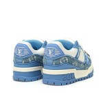 Louis Vuitton LV Trainer Maxi WMNS Blue 1AGZC4 - Luxury Distressed Denim Sneakers