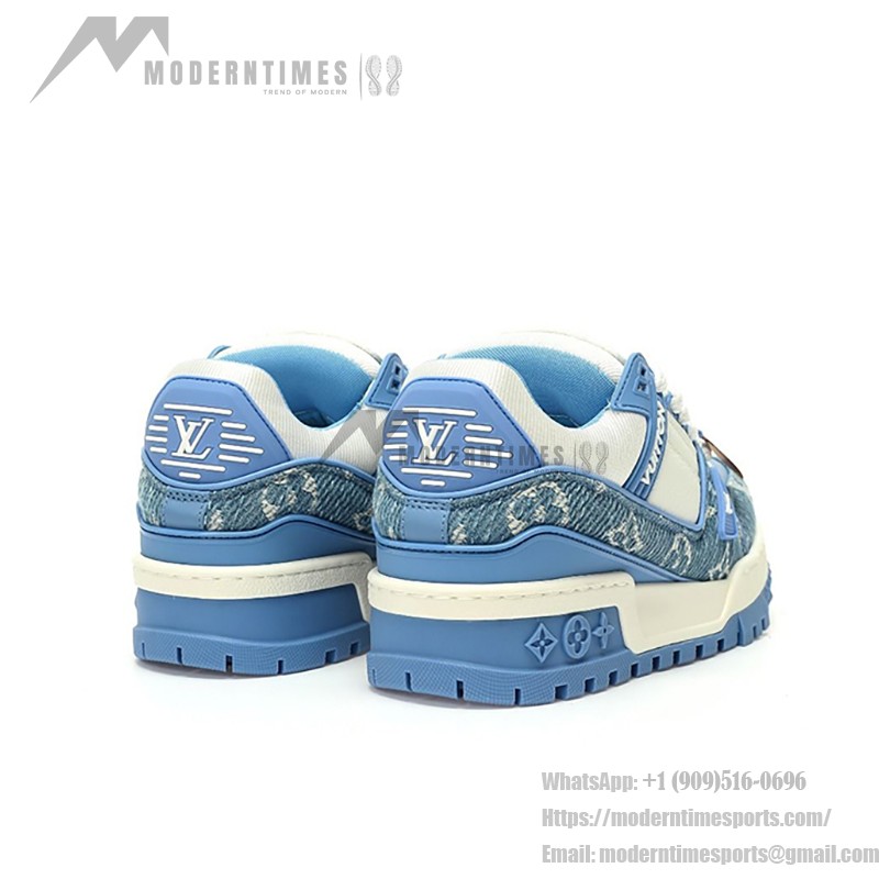 Louis Vuitton LV Trainer Maxi WMNS Blue 1AGZC4 - Luxury Distressed Denim Sneakers