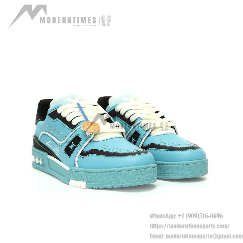 Louis Vuitton LV Trainer Teal Blue Black 1AD7K6 - Classic Luxury Sneakers