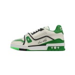 Louis Vuitton LV Trainer White Green 1AD7KP - Luxury Leather Sneakers