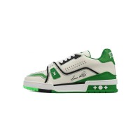 Louis Vuitton LV Trainer White Green 1AD7KP - Luxury Leather Sneakers