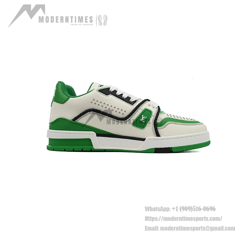 Louis Vuitton LV Trainer White Green 1AD7KP - Luxury Leather Sneakers