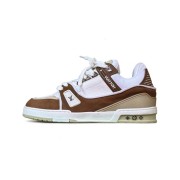 Louis Vuitton LV Trainer White Brown Suede 1GBJ40D - Luxury Leather Sneakers