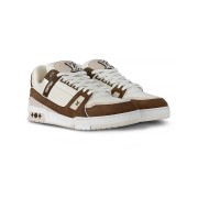 Louis Vuitton LV Trainer White Brown Suede 1GBJ40D - Luxury Leather Sneakers