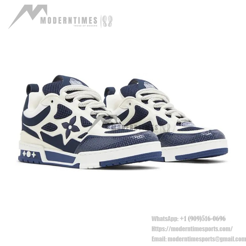 Louis Vuitton Skate Sneaker Marine 1AARRI - Luxury Navy White Mesh Sneakers