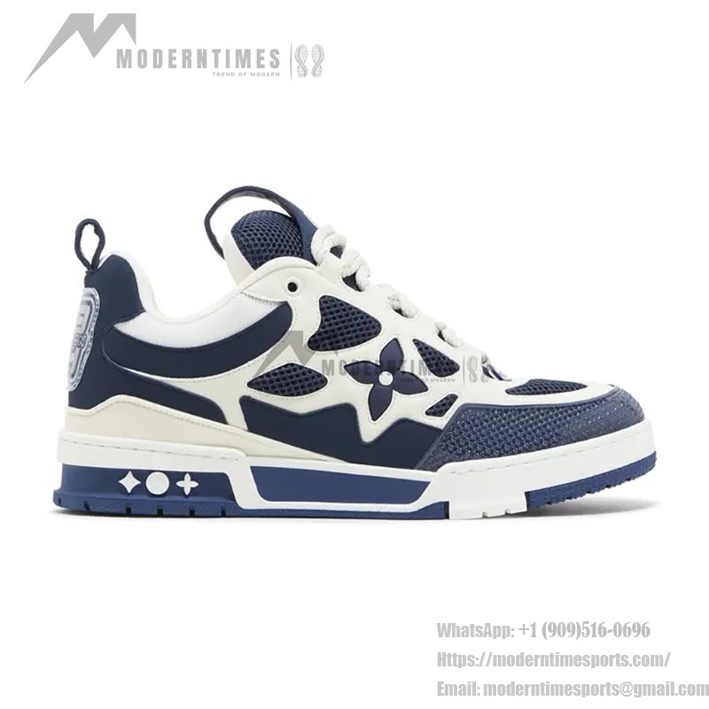 Louis Vuitton Skate Sneaker Marine 1AARRI - Luxury Navy White Mesh Sneakers