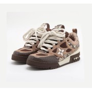 Louis Vuitton Skate Sneaker Brown Snakeskin 1ABMG5 - A premium limited-edition sneaker featuring luxurious snakeskin leather, breathable mesh panels, and an ultra-comfortable sole. Elevate your streetwear collection with this exclusive designer sneaker.