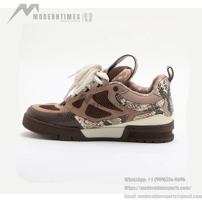 Louis Vuitton Skate Sneakers Brown 1ABMG5 - Luxury Python Leather Skate Shoes