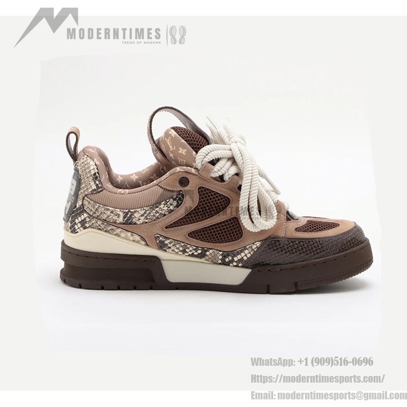 Louis Vuitton Skate Sneakers Brown 1ABMG5 - Luxury Python Leather Skate Shoes