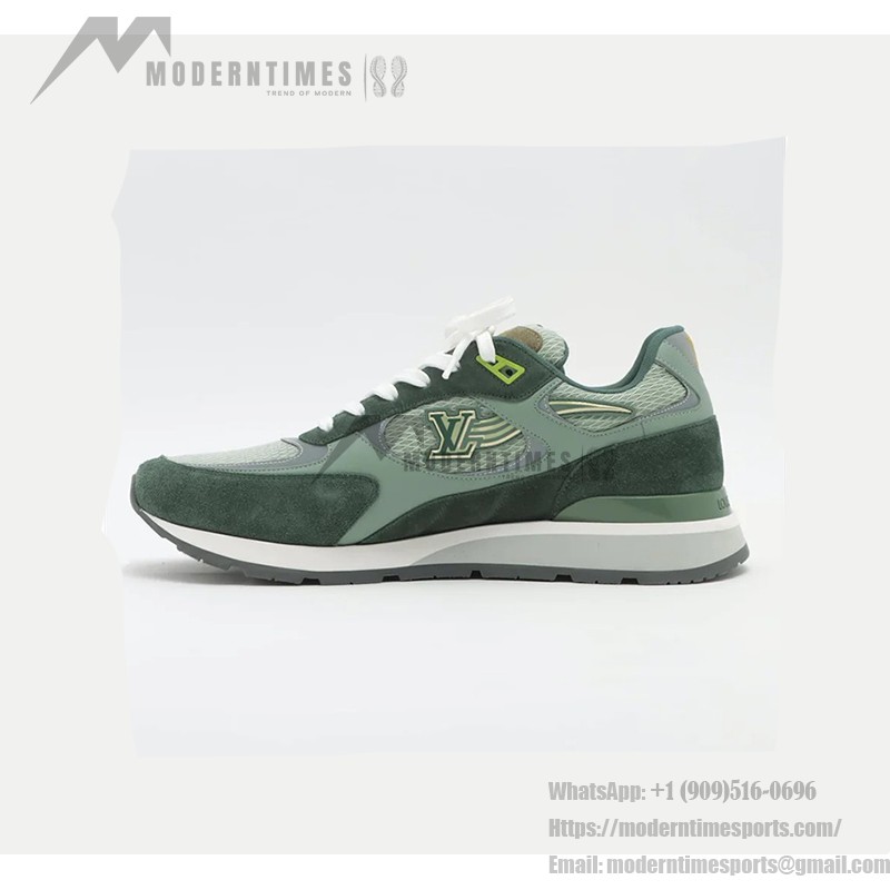 Louis Vuitton Run Away Sneakers Green 1A9J0P - Luxury Suede Mesh Running Shoes