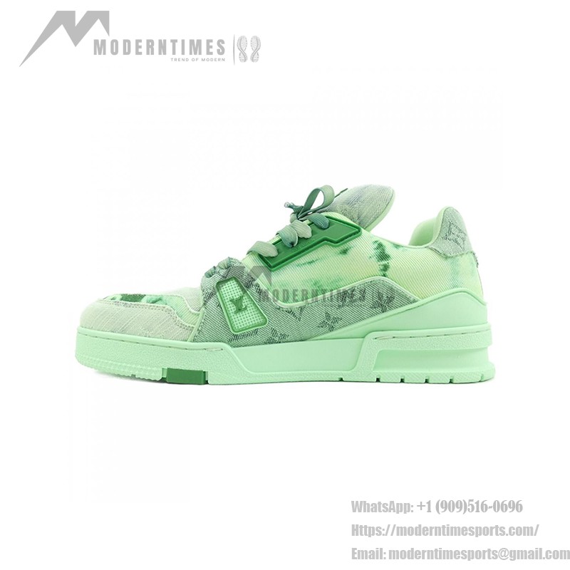 Louis Vuitton LV Trainer Tie-Dye Green 1ACVNW - Limited Edition Monogram Denim Sneakers