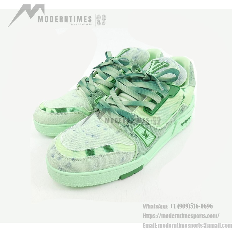 Louis Vuitton LV Trainer Tie-Dye Green 1ACVNW - Limited Edition Monogram Denim Sneakers