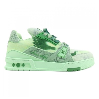 Louis Vuitton LV Trainer Tie-Dye Green 1ACVNW - Limited Edition Monogram Denim Sneakers