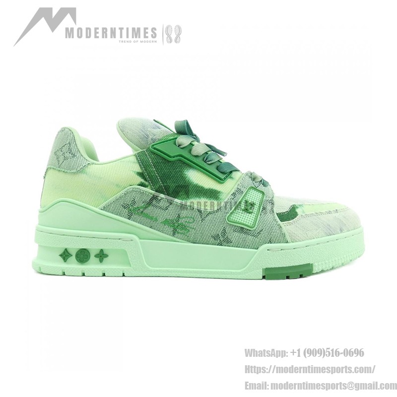 Louis Vuitton LV Trainer Tie-Dye Green 1ACVNW - Limited Edition Monogram Denim Sneakers