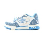 Louis Vuitton LV Trainer Low 1A9ZI6 – Blue Monogram Denim Sneakers with White Leather