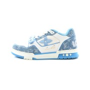 Louis Vuitton LV Trainer Low 1A9ZI6 Classic Blue Denim Sneakers – Luxury Vintage Style, Fashionable and Versatile