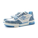 Louis Vuitton LV Trainer Low 1A9ZI6 – Blue Monogram Denim Sneakers with White Leather