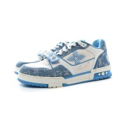 Louis Vuitton LV Trainer Low 1A9ZI6 Classic Blue Denim Sneakers – Luxury Vintage Style, Fashionable and Versatile