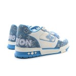 Louis Vuitton LV Trainer Low 1A9ZI6 – Blue Monogram Denim Sneakers with White Leather