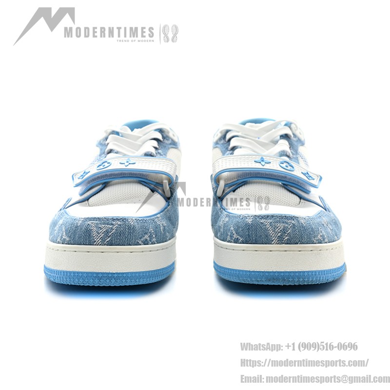 Louis Vuitton LV Trainer Low 1A9ZI6 – Blue Monogram Denim Sneakers with White Leather