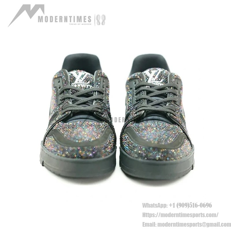 Louis Vuitton Trainer Black Rhinestones 1A815H - Luxury Swarovski Crystal Sneakers