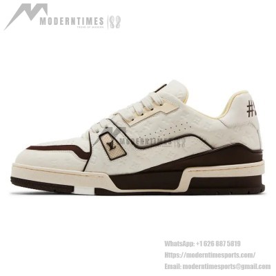 Louis Vuitton Trainer White Mocha 1ACR5I - Limited Edition Monogram Luxury Sneakers