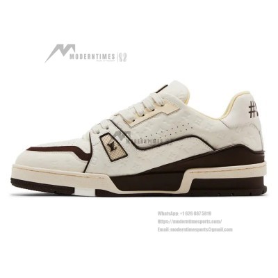 Louis Vuitton Trainer White Mocha 1ACR5I - Limited Edition Monogram Luxury Sneakers