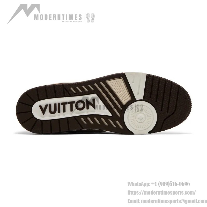 Louis Vuitton Trainer White Mocha 1ACR5I - Premium Monogram Sneakers