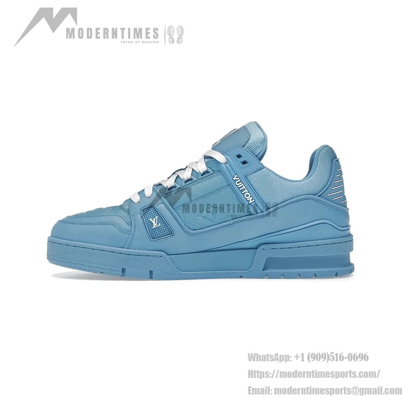 Louis Vuitton Trainer All Blue Embossing 1AARFG - Luxus Monochrom Sneaker