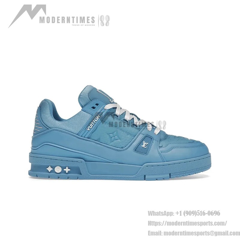 Louis Vuitton Trainer All Blue Embossing 1AARFG - Luxury Monochrome Sneakers