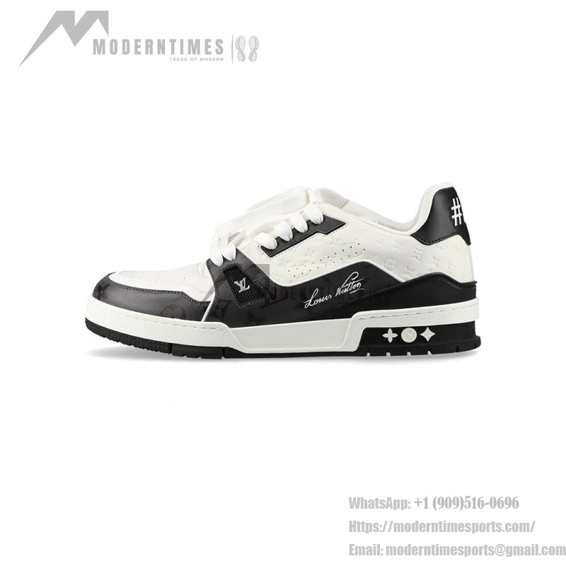 Louis Vuitton Trainer Black White Mini Monogram 1ABOGP - Luxury Monogram Leather Sneakers