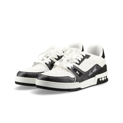 Louis Vuitton Trainer Black White Mini Monogram 1ABOGP - Luxury Monogram Leather Sneakers