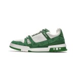 Louis Vuitton Trainer Green Monogram Denim White 1A9JHV - Luxury Sneakers