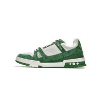 Louis Vuitton Trainer Green Monogram Denim White 1A9JHV - Limited Edition Luxury Sneakers