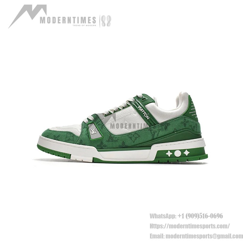 Louis Vuitton Trainer Green Monogram Denim White 1A9JHV - Luxussneaker