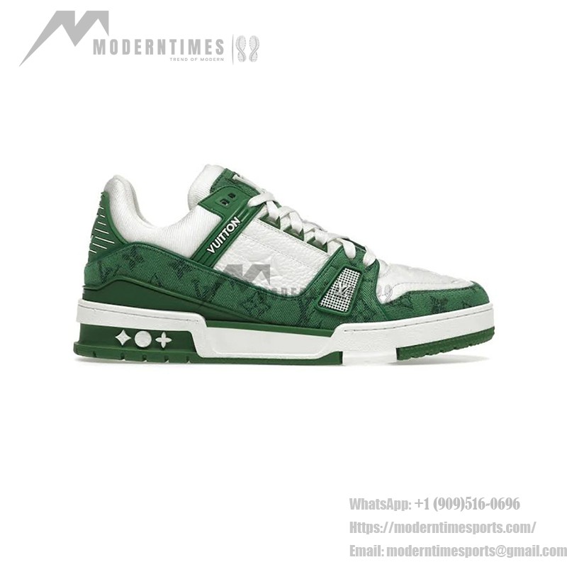 Louis Vuitton Trainer Green Monogram Denim White 1A9JHV - Luxussneaker