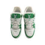 Louis Vuitton Trainer Green Monogram Denim White 1A9JHV - Luxury Sneakers