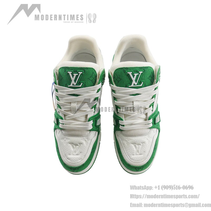 Louis Vuitton Trainer Green Monogram Denim White 1A9JHV - Luxussneaker