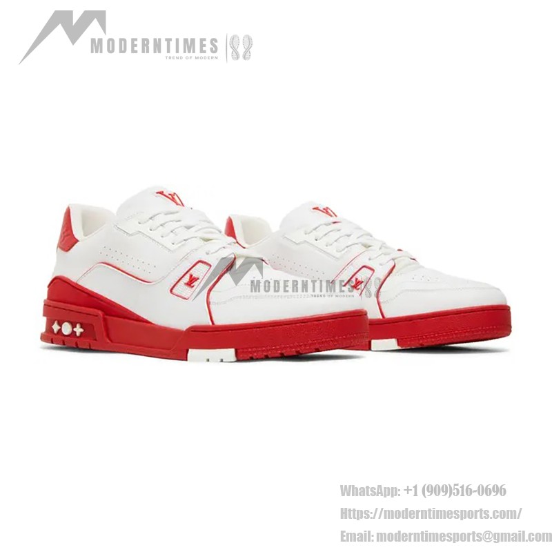 Louis Vuitton Trainer Low White Red Midsole - Luxury Sneakers