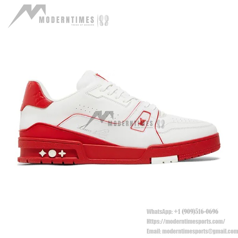 Louis Vuitton Trainer Low White Red Midsole - Luxury Sneakers