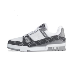 Louis Vuitton LV Trainer Low 1ADF58 – Grey and White Monogram Denim Sneakers