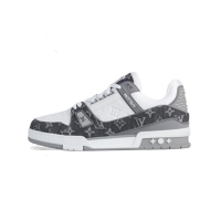 Louis Vuitton LV Trainer Low 1ADF58 Grey White Denim Sneakers – Classic Luxury, Trendy & Versatile