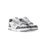 Louis Vuitton LV Trainer Low 1ADF58 – Grey and White Monogram Denim Sneakers