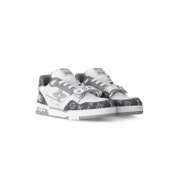 Louis Vuitton LV Trainer Low 1ADF58 Grey White Denim Sneakers – Classic Luxury, Trendy & Versatile