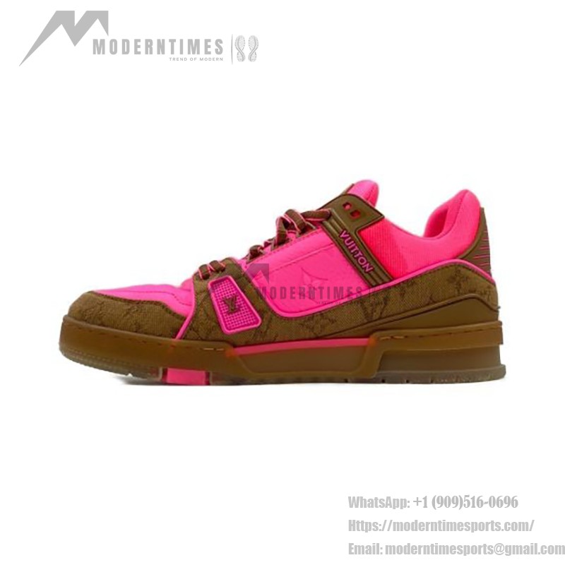 Louis Vuitton Trainer Pink Brown 1A8Z5A Limited Edition Neon Sneakers