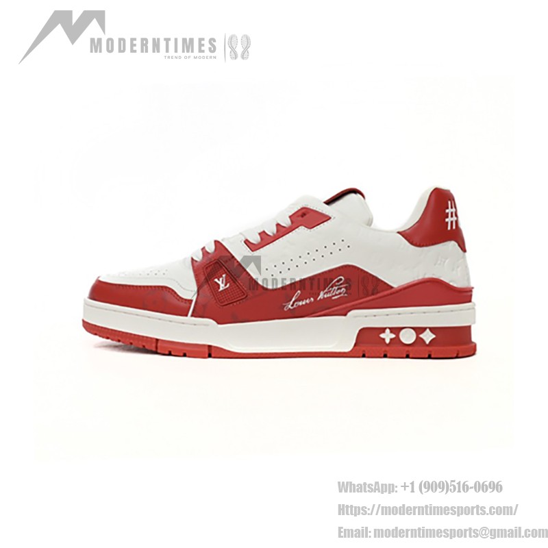 Louis Vuitton Trainer Signature Red White 1AANFJ - Luxury Leather Sneakers