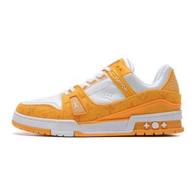 Louis Vuitton Trainer Yellow Monogram Denim White 1A9JHB - Premium Limited Edition Sneakers with Iconic Monogram Canvas and Vibrant Yellow Accents