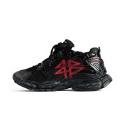 Balenciaga Runner Kith Four.Color 7.0 - Black & Red Graffiti Sneakers with Bold Street Style and Distressed Design