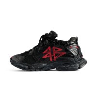 Balenciaga Runner Kith Four.Color 7.0 - Black & Red Graffiti Sneakers with Bold Street Style and Distressed Design